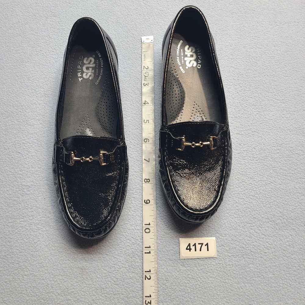 SAS Metro-P Loafers Womens 6W Black Excellent Patent Leather Horsebit Slip On - Picture 6 of 7